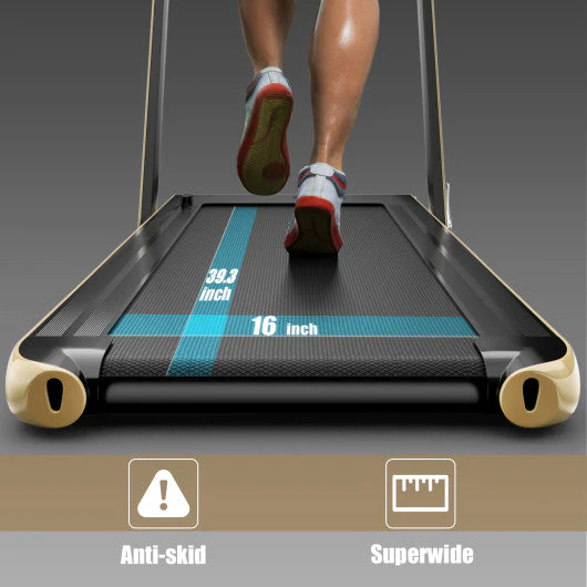 2.25HP 2 in 1 Folding Treadmill With APP Speaker Remote Control-Yellow - Kaedas