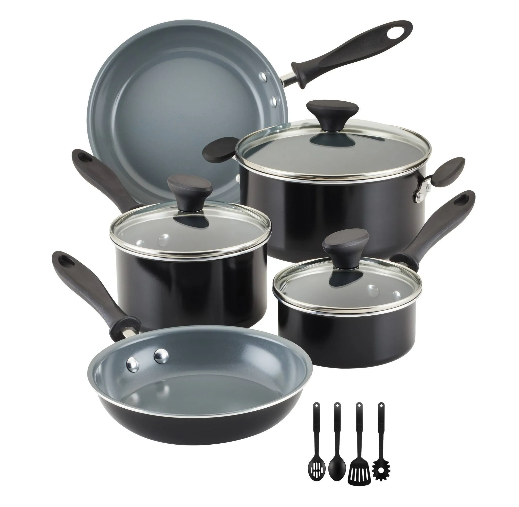 Reliance Pro 12pc Nonstick Ceramic Cookware Set Black/Gray - Kaedas