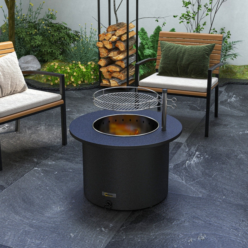 Outsunny 2-in-1 Smokeless Firepit- Black Stainless Steel - Kaedas