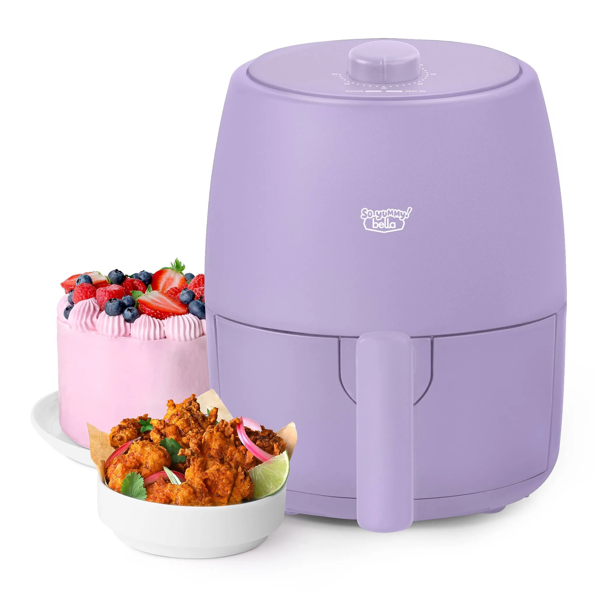 2Qt Lavender Air Fryer with 1200W Power and Dishwasher-Safe Parts - Kaedas