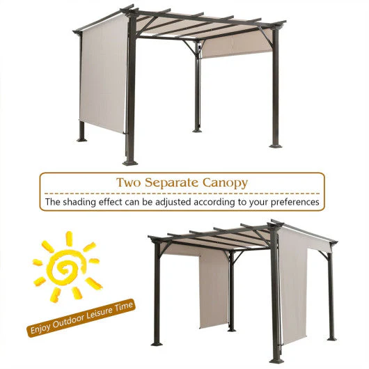 10 X 10 Feet Metal Frame Patio Furniture Shelter-Beige - Kaedas