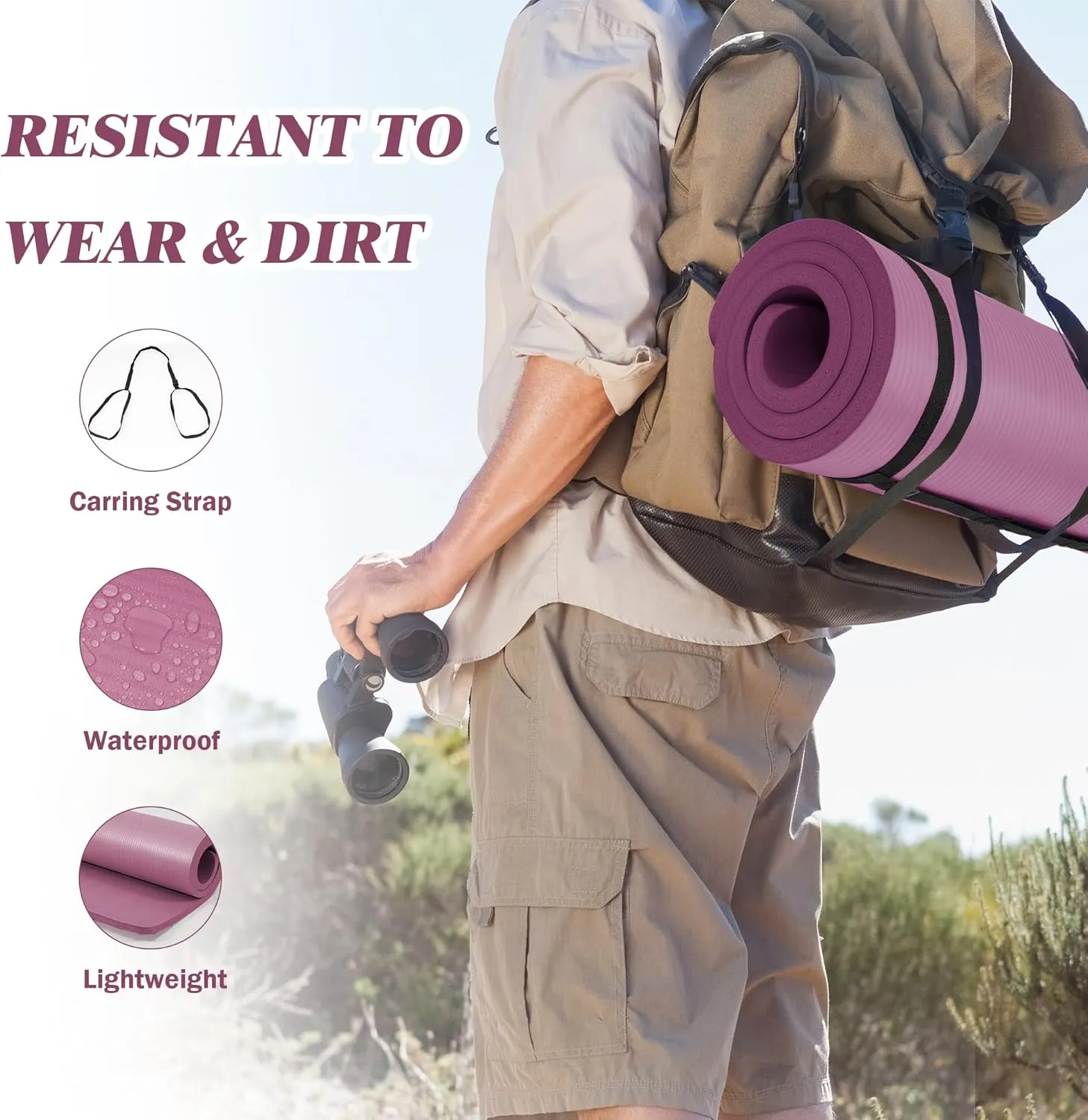 Extra Thick Non-Slip Yoga Mat - Deep Wine - Kaedas