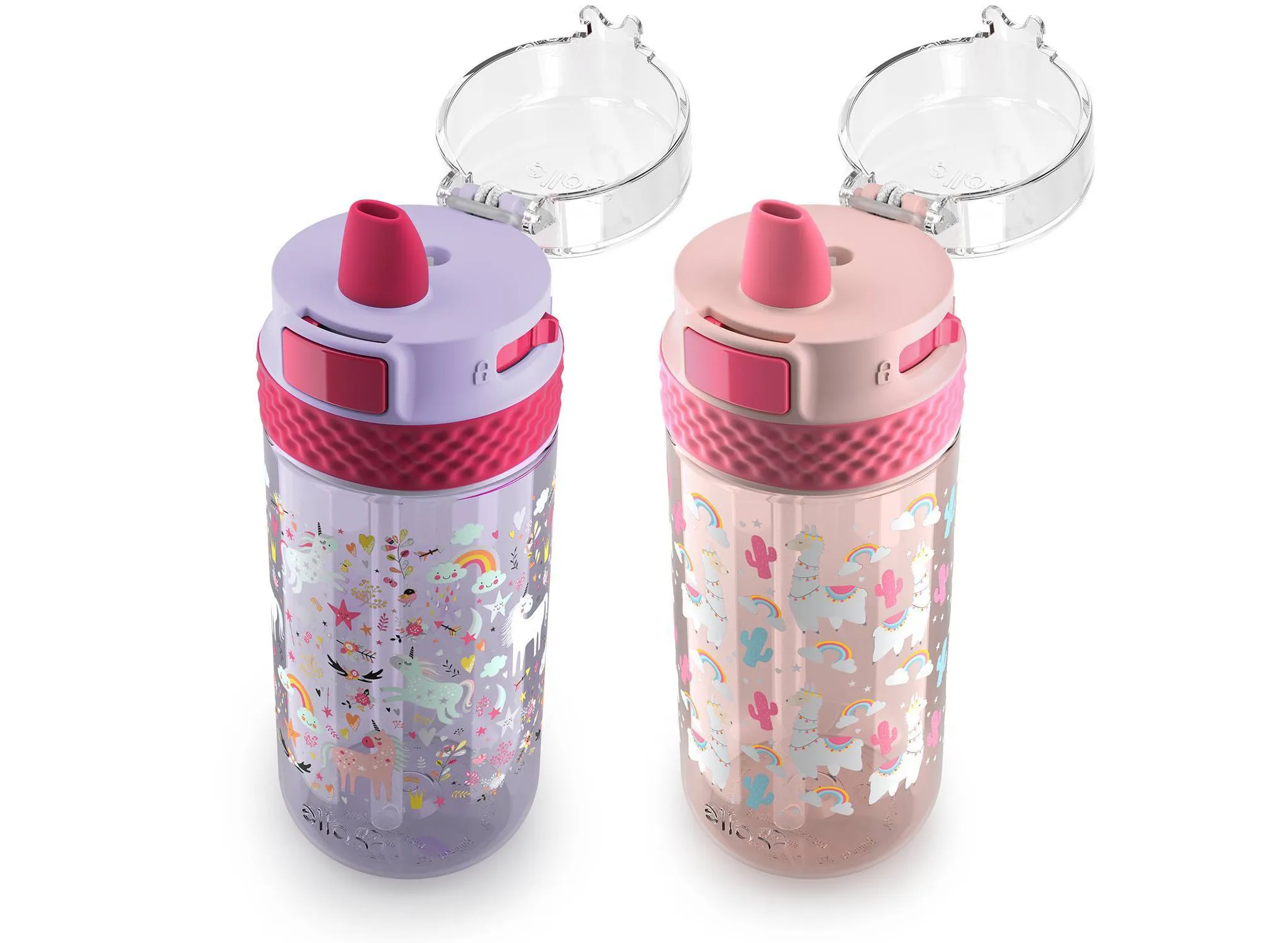 Stratus 16oz 2-Pack Plastic Kids' Water Bottles - Pink/Purple - Kaedas