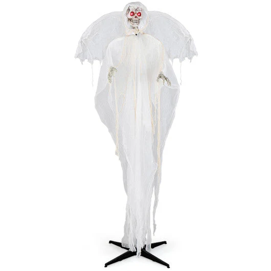 8.3 Ft Halloween Standing Haunted Angel With Lighted Eyes and Automatic Wing Movement - Kaedas