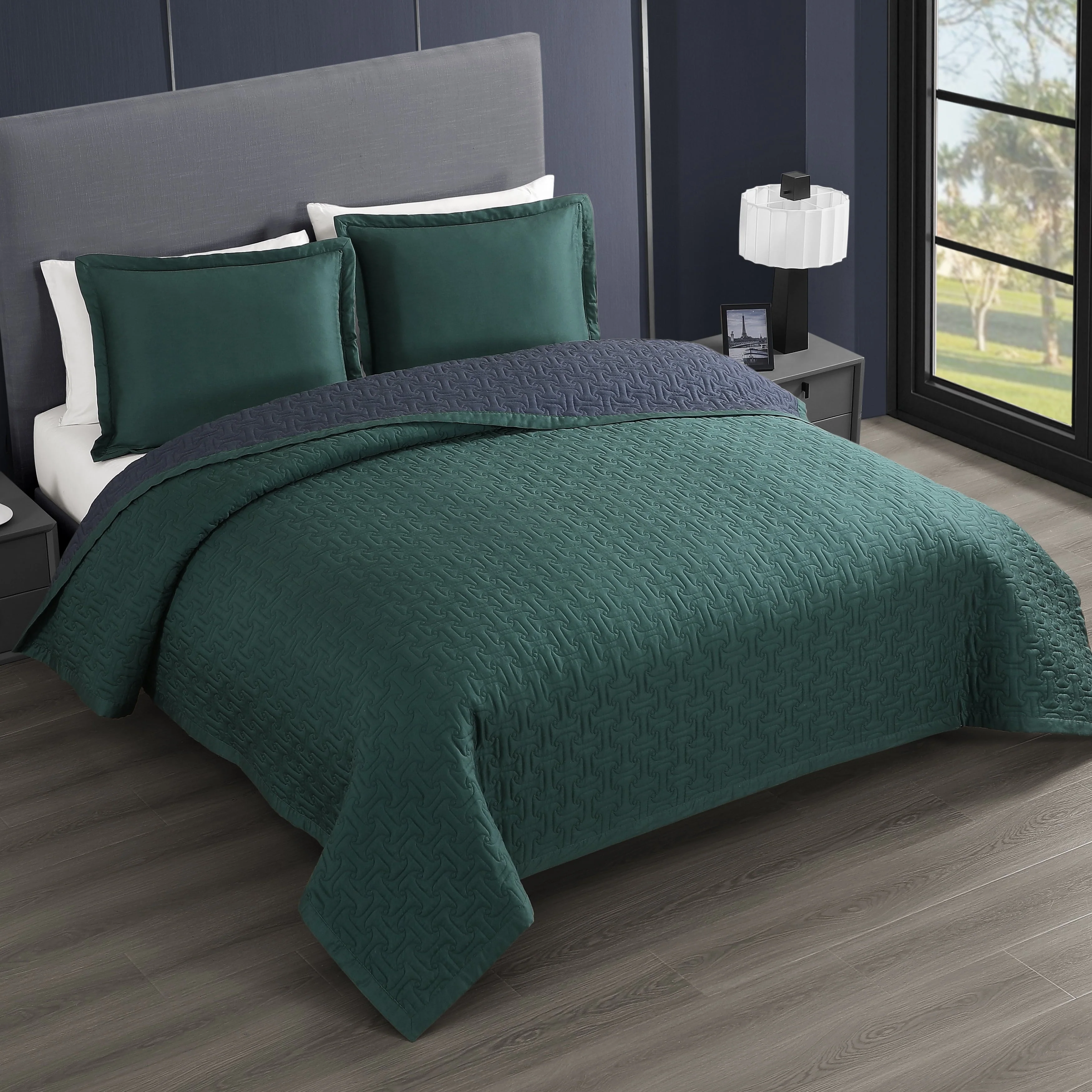 Bebejan 3 Piece Textured Quilted Coverlet Set - Kaedas