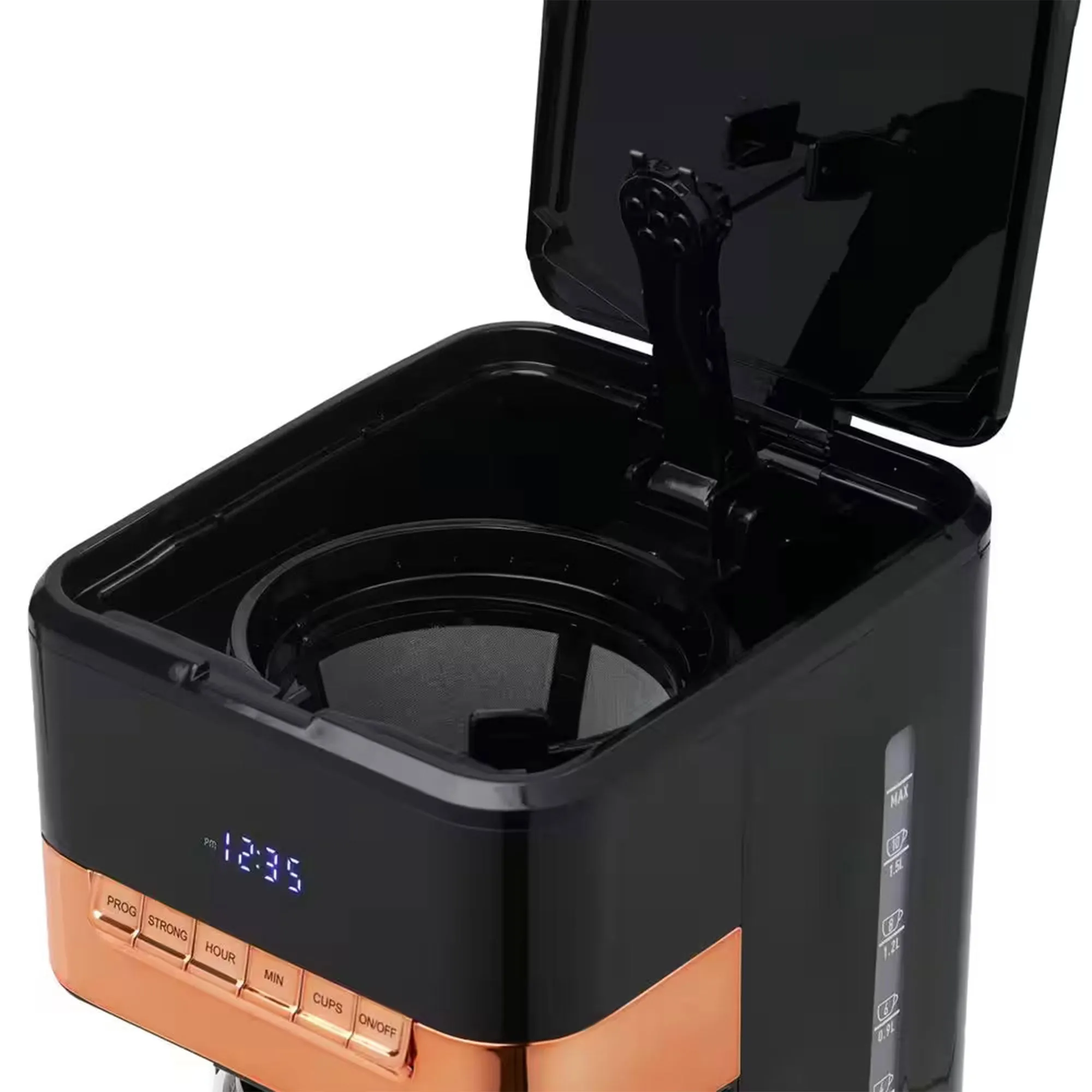 12-Cup Programmable Digital Coffee Maker- Black and Copper (See Description) - Kaedas