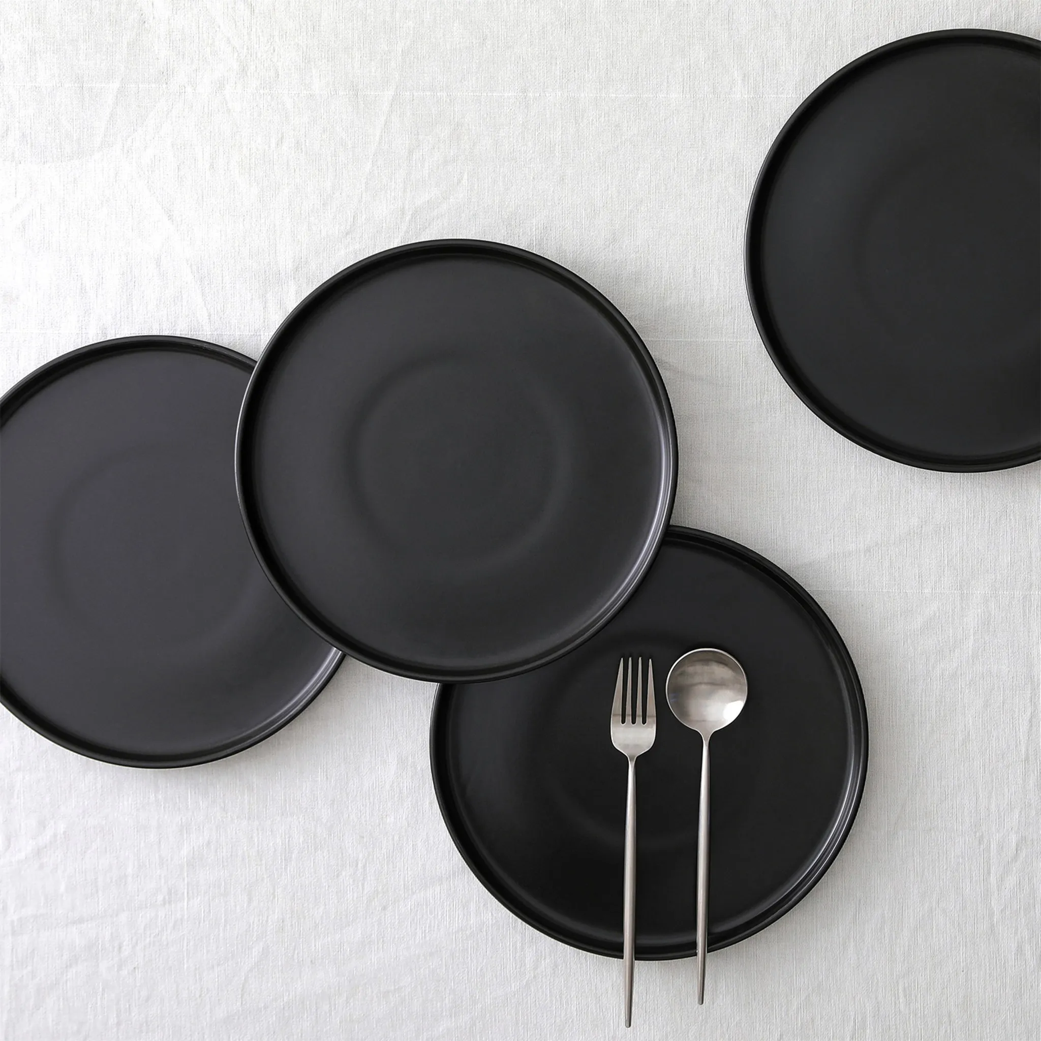 Celina 12-Piece Stoneware Dinnerware Set, Service for 4, Black - Kaedas