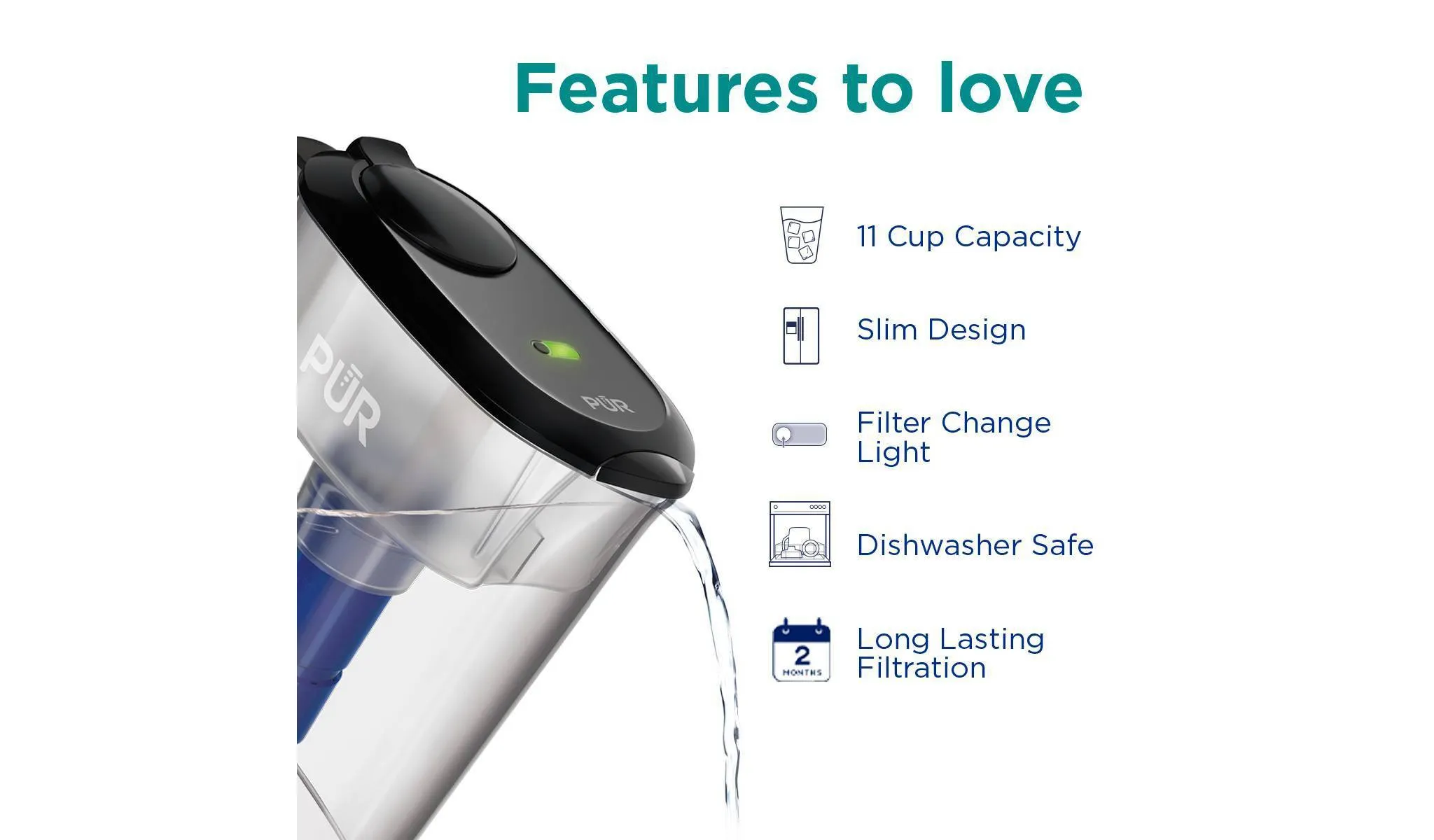 PUR PLUS 11 Cup Water Pitcher Filtration System - Kaedas