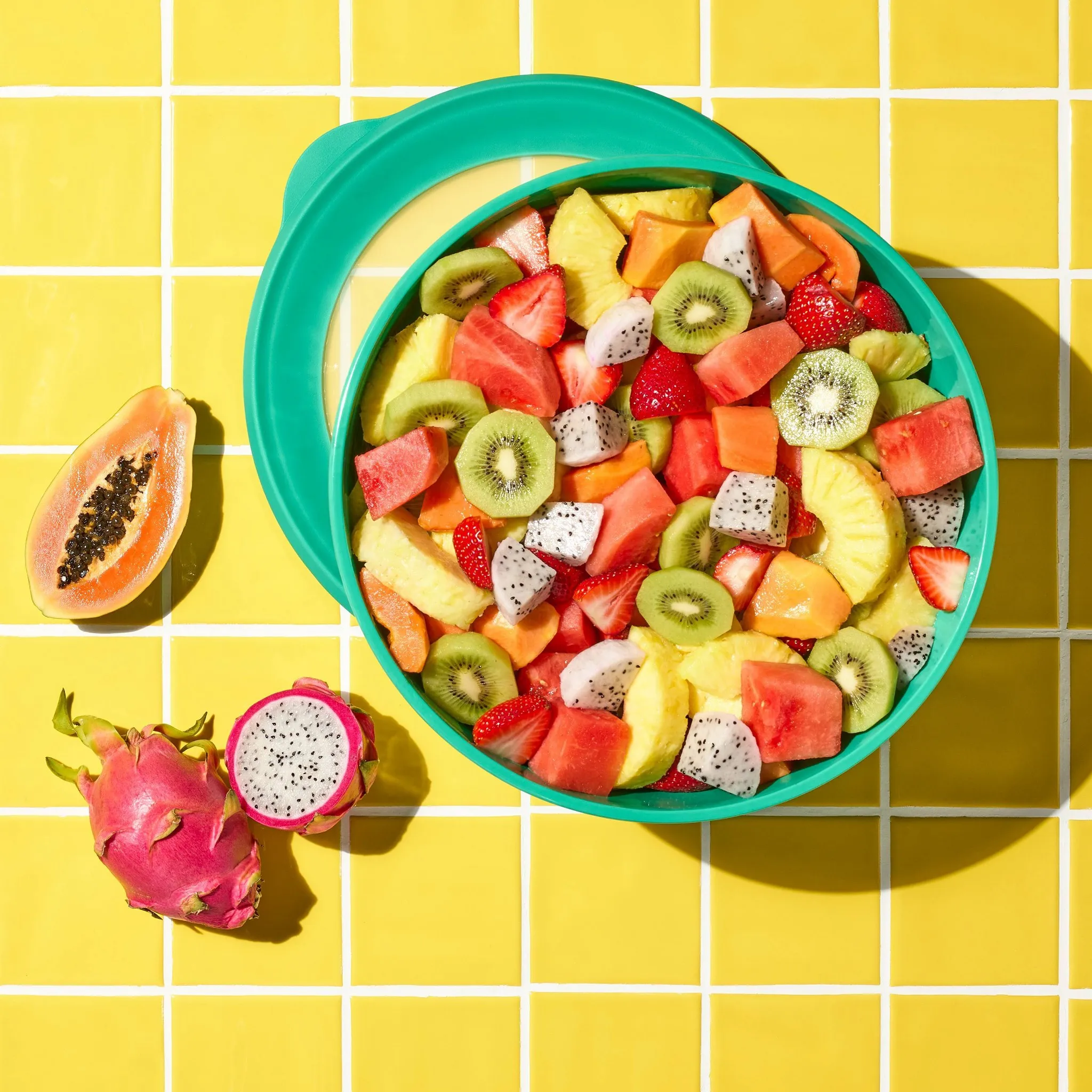 10.88qt XL Melamine Mixing Bowl with Lid Green - Kaedas