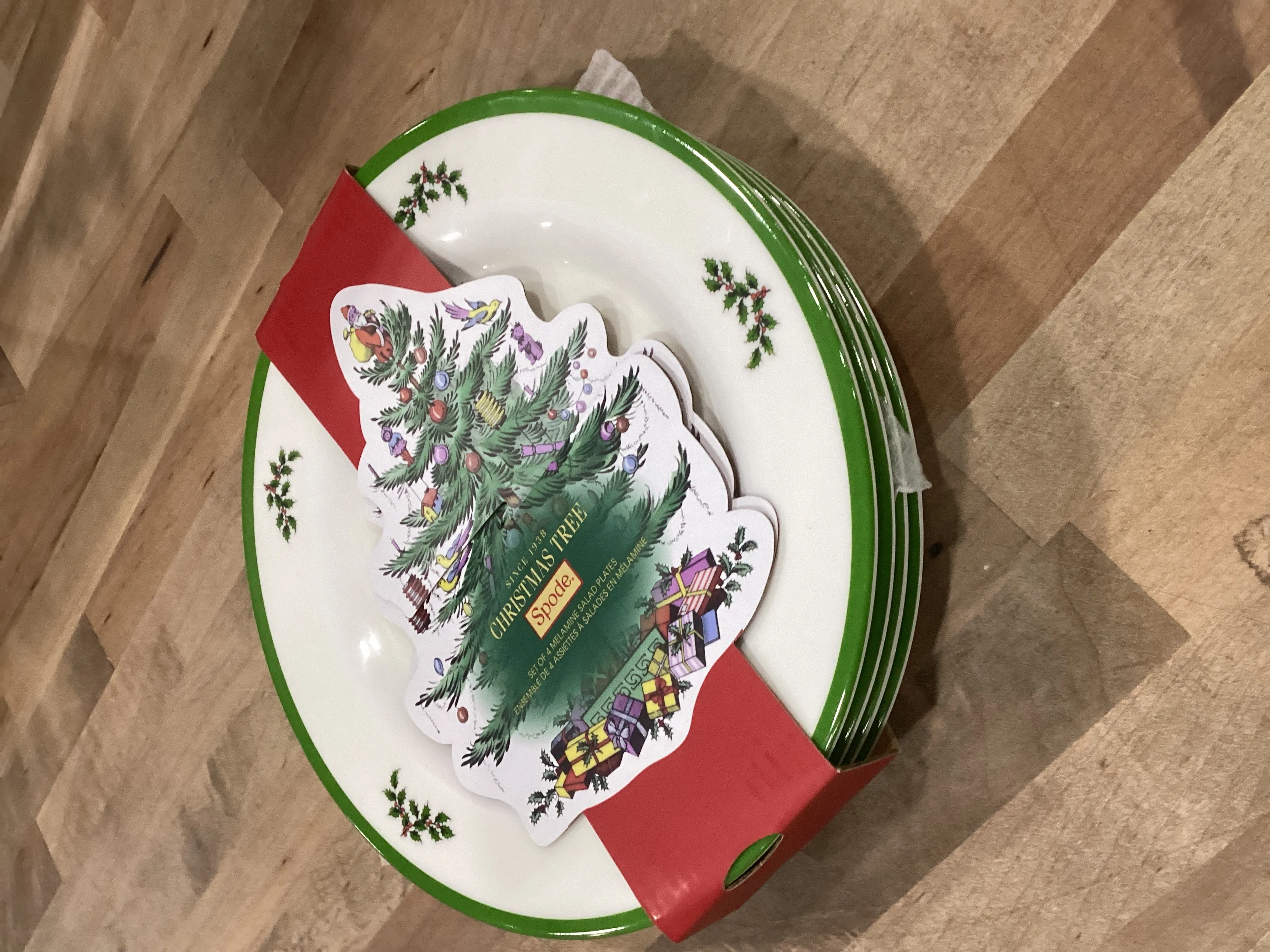 Spode Christmas Tree Melamine Salad Plates, Set of 4 - Green - Kaedas