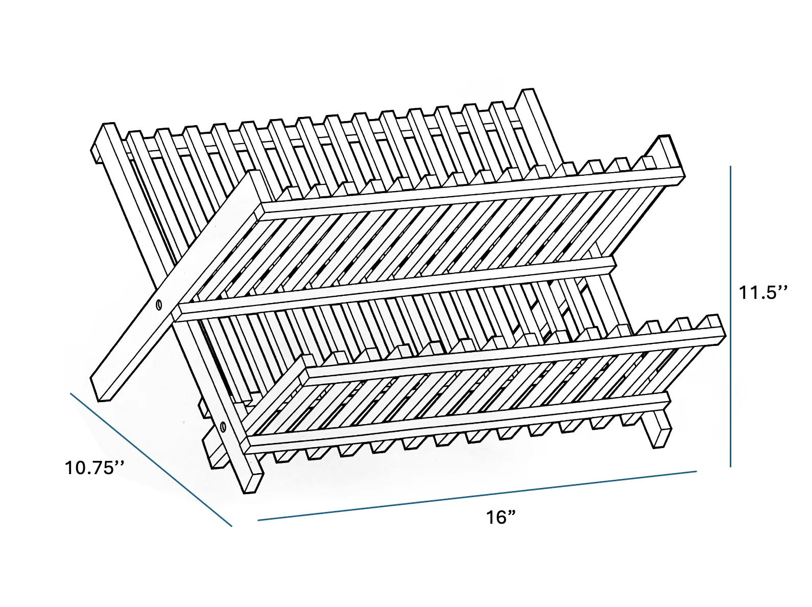 Bamboo Dish Drying Rack - 2-Tier Foldable Dish Rack for Kitchen Counter - Kaedas
