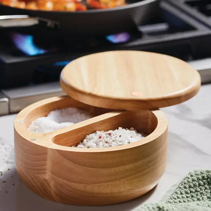 Pantryware Round Wooden Salt & Spice Box - Kaedas