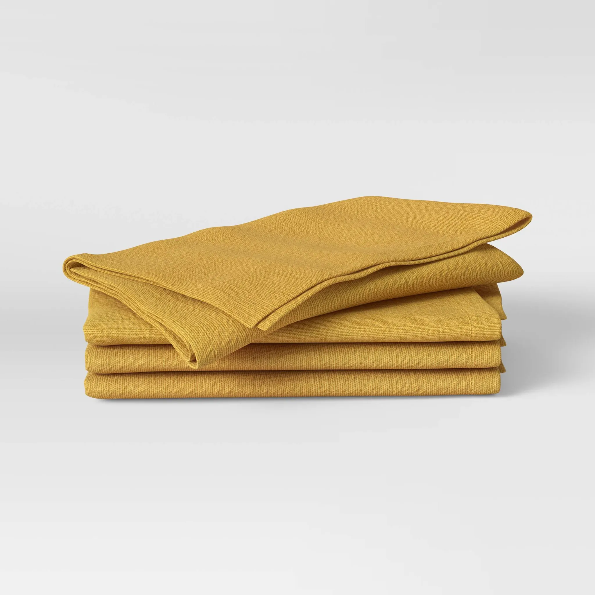 4pk Cotton Easy Care Napkins Yellow - Kaedas