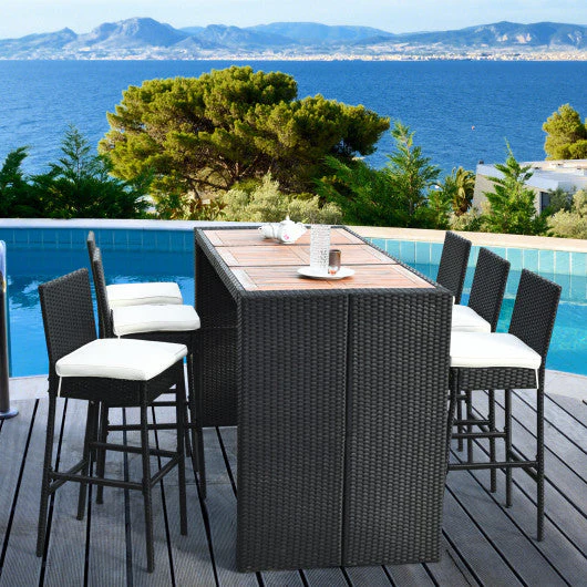 7 Pieces Patio Rattan Wicker Dining Furniture Set - Kaedas