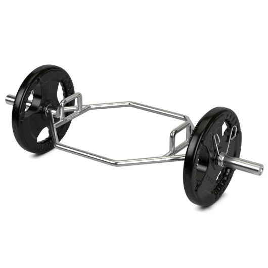 56 Inch Olympic Hexagon Deadlift Trap Bar With Folding Grips Powerlifting-Sliver - Kaedas