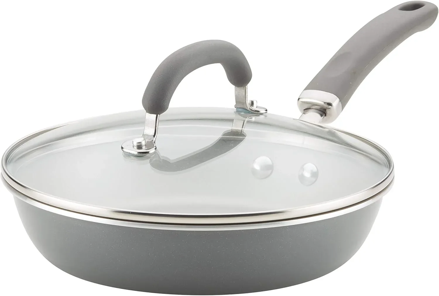 Create Delicious Nonstick Deep Frying Pan with Lid - 9.5 Inch - Gray - Kaedas