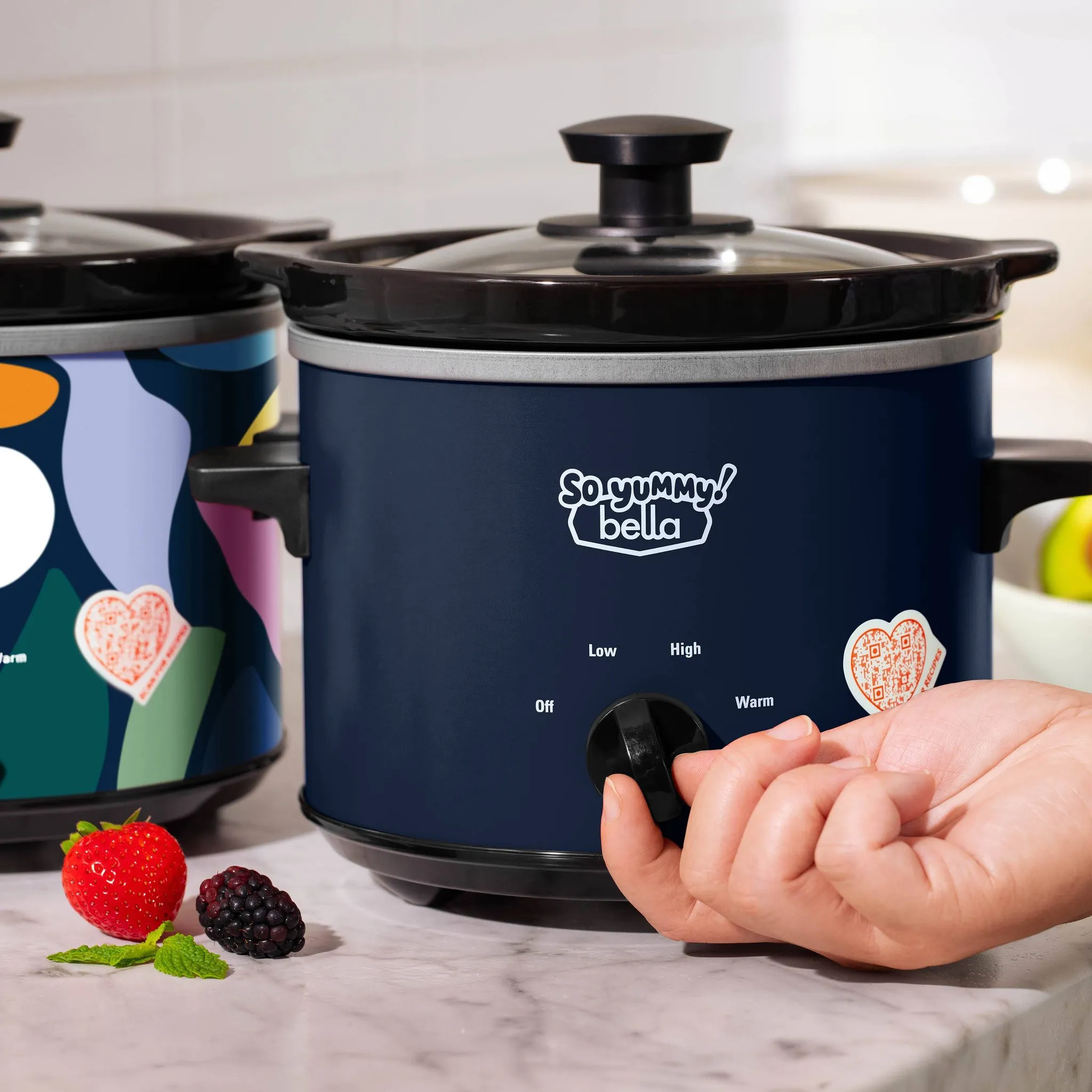2.0qt Twin Set Slow Cooker - Navy and Abstract Pattern - Kaedas