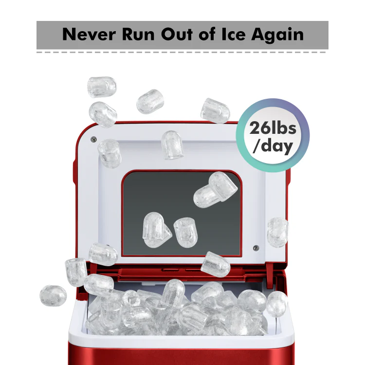 Portable Countertop Ice Maker Machine With Scoop-Red - Kaedas