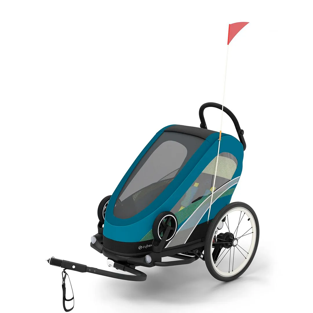 Zeno Bike OneBox Jogging Stroller - Black and Turquoise - Kaedas