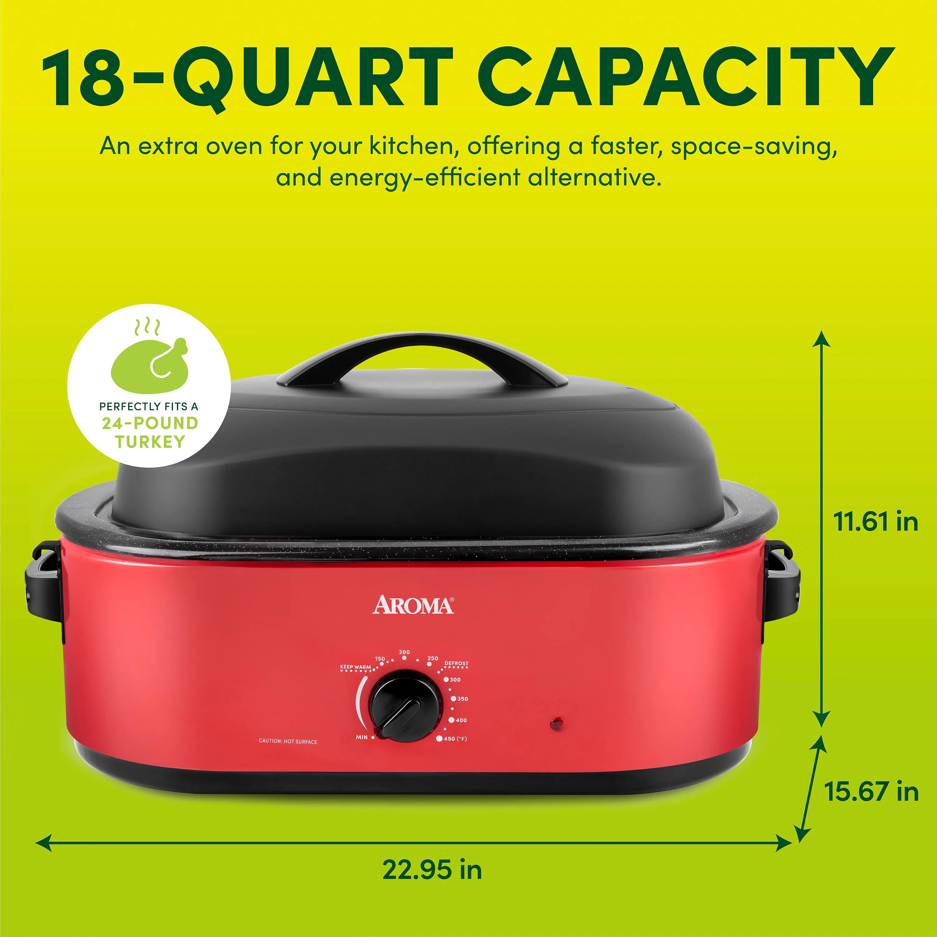 Aroma® 18Qt Electric Roaster Oven with High Dome Lid and Bonded Granite Enamel Pot - Kaedas