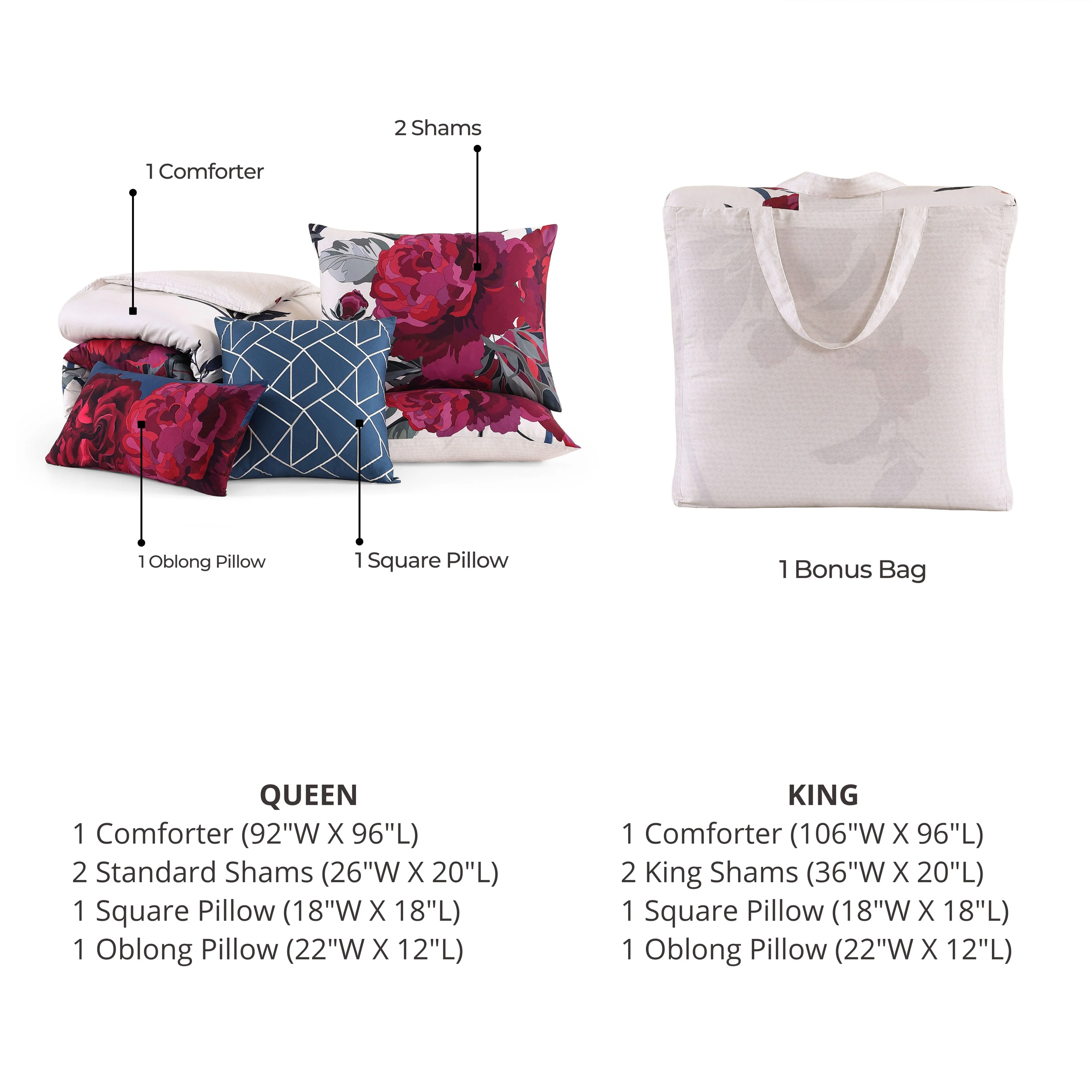 Bebejan Zinnia 5 Piece Reversible Comforter Set - Kaedas