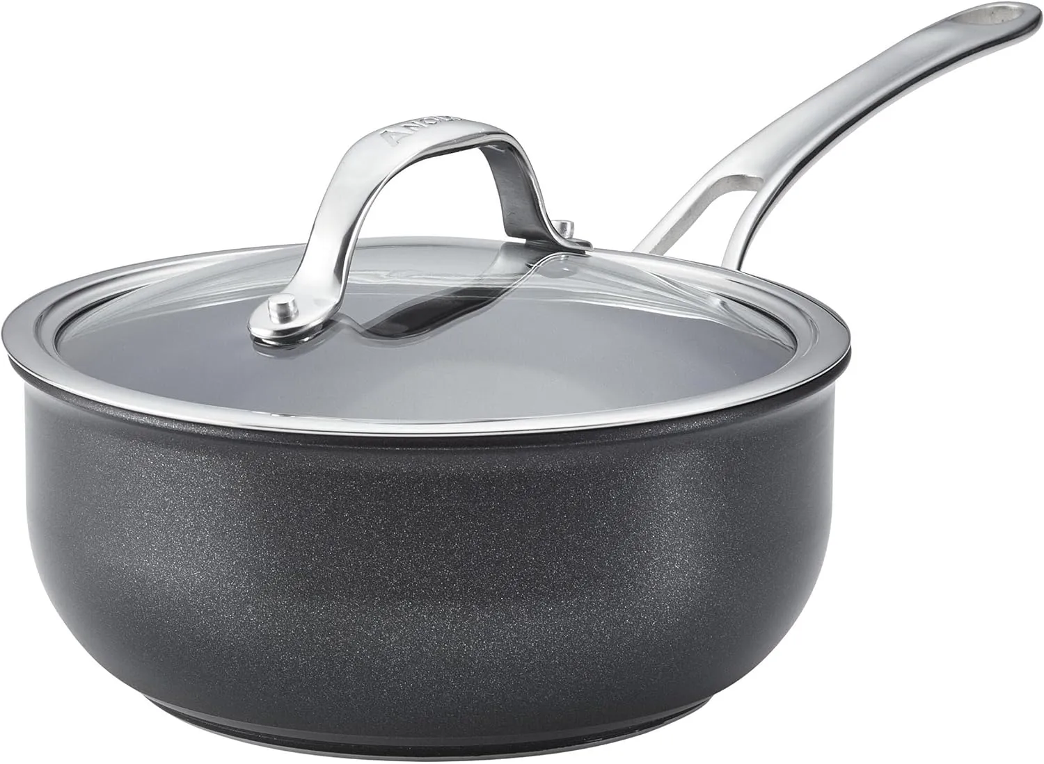 SearTech Aluminum Nonstick Saucier with Lid, 2.5 Quart, Super Dark Gray - Kaedas