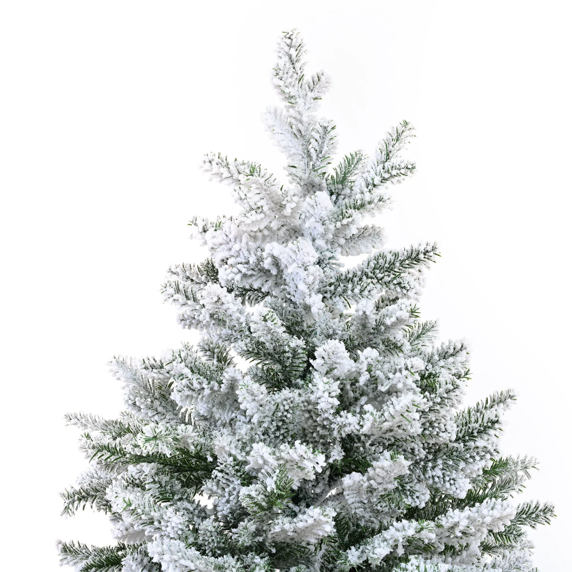 7Ft Snow Flocked Hinged Artificial Christmas Tree With Fluffy Branches and Snow Tips - White - Kaedas