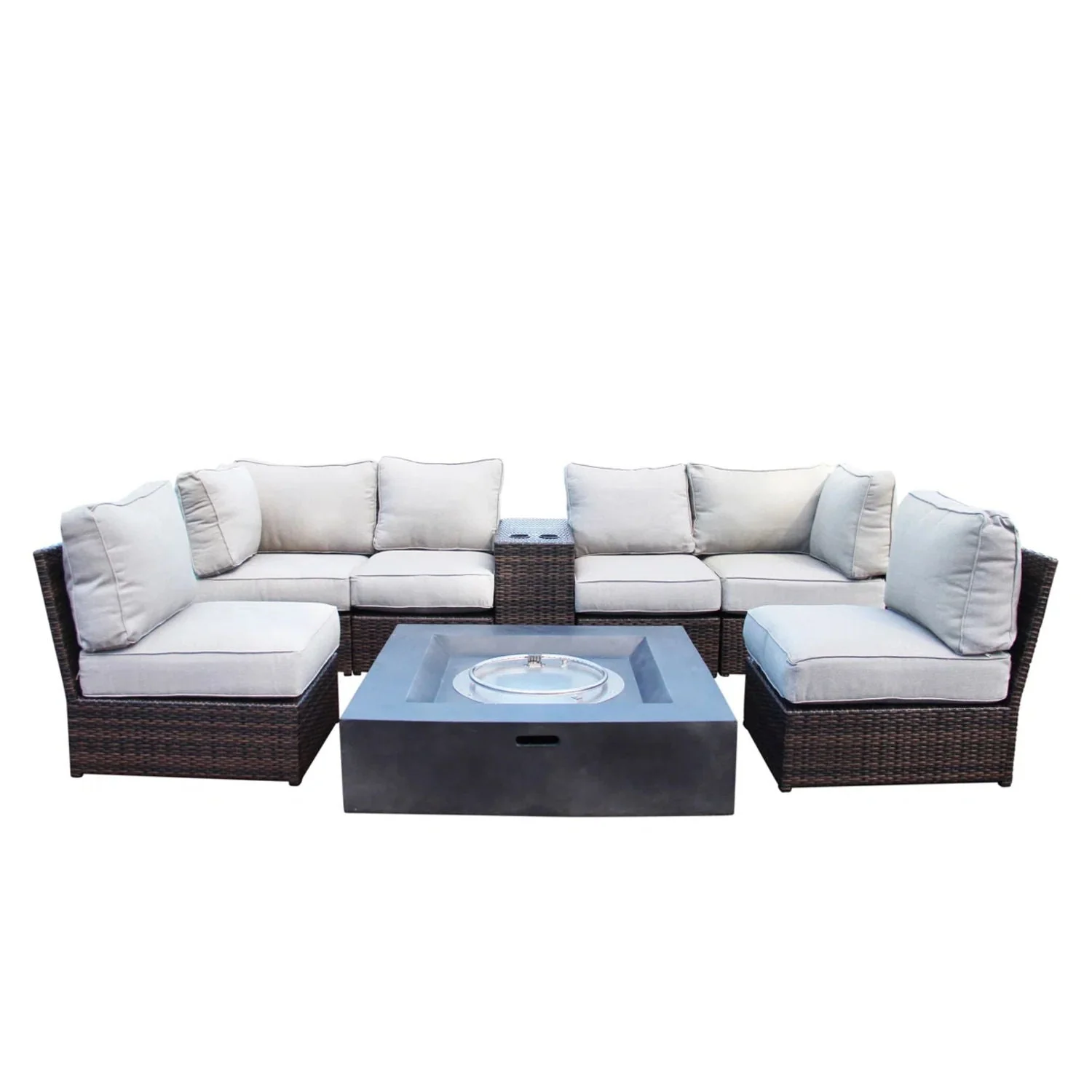 Contemporary Patio Seating Set With Fire Pit - Kaedas