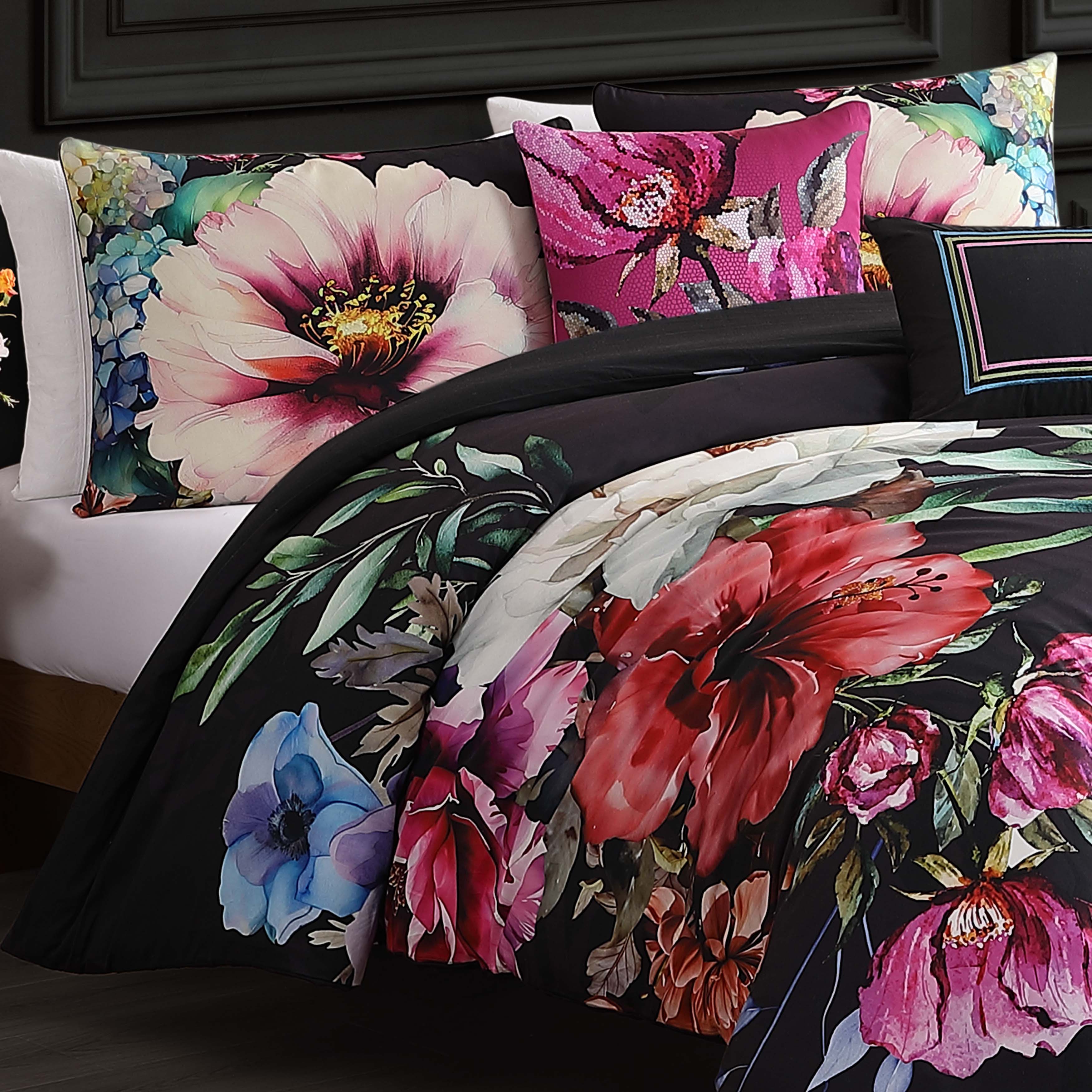 Bebejan Black Night Poppies 5 Piece Reversible Comforter Set - Kaedas