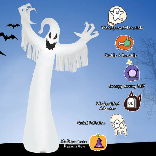 12 Feet Halloween Inflatable Spooky Ghost With Blower and LED Lights - Kaedas