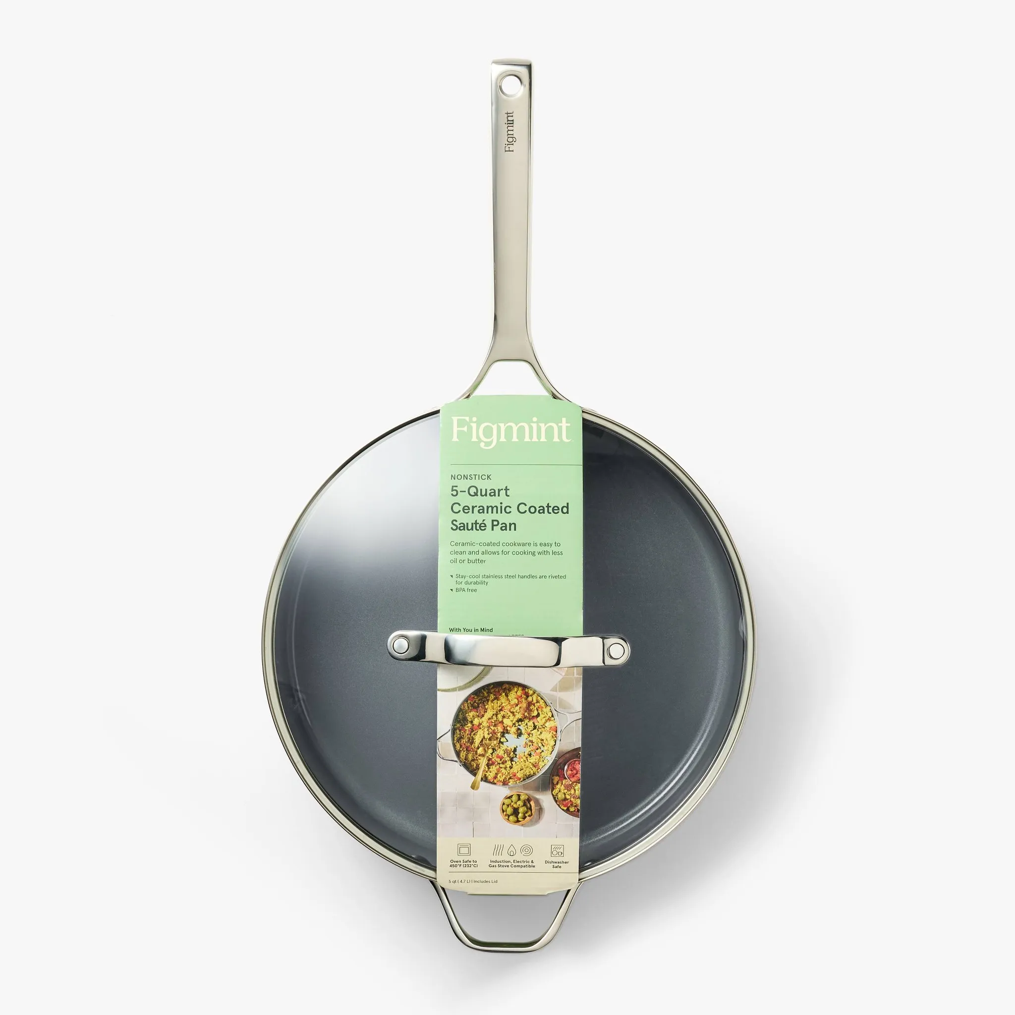 5qt Nonstick Ceramic Coated Aluminum Saute Pan- Dark Gray See Description) - Kaedas