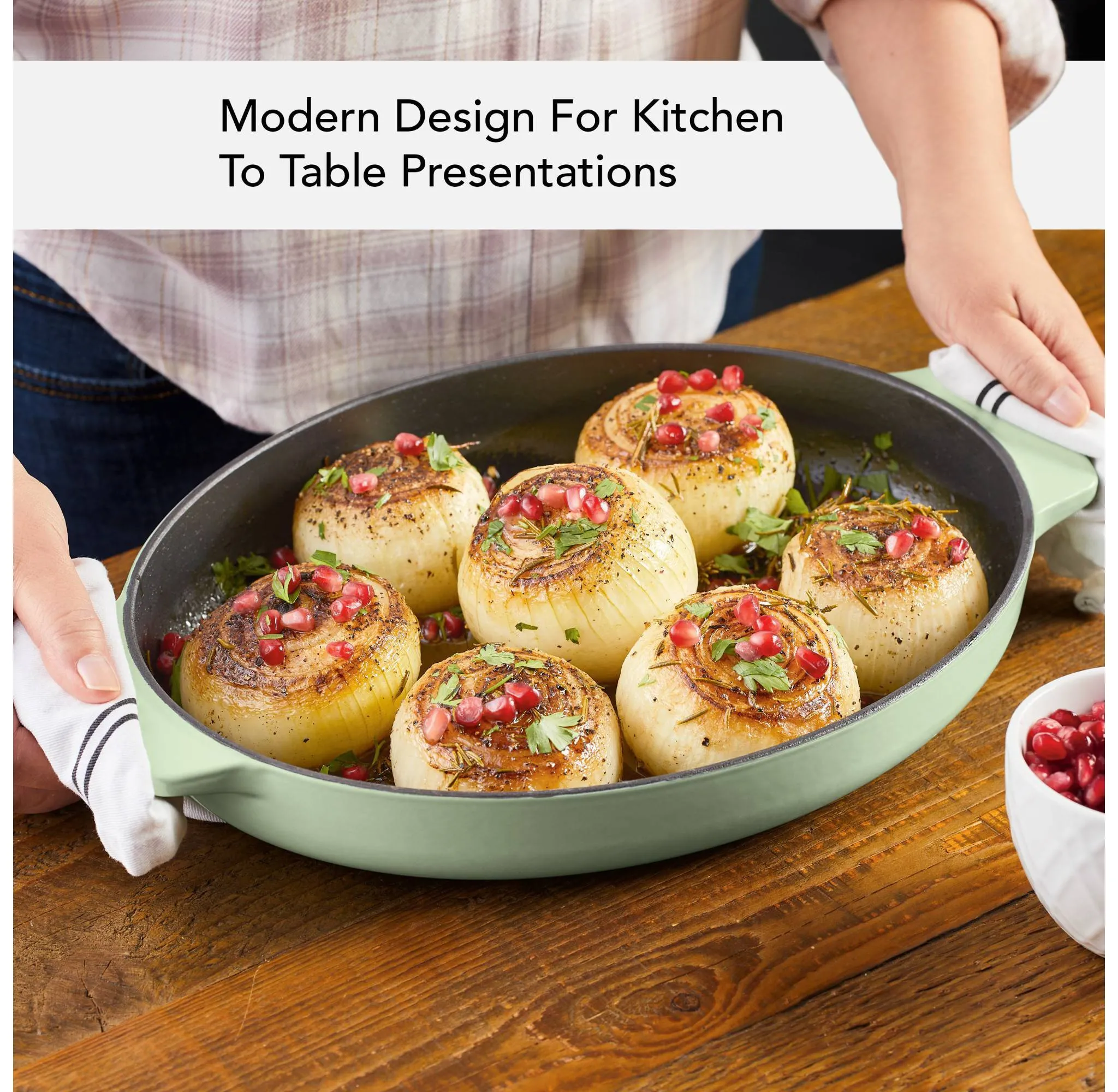 2.5qt Enameled Cast Iron Au Gratin - Pistachio - Kaedas