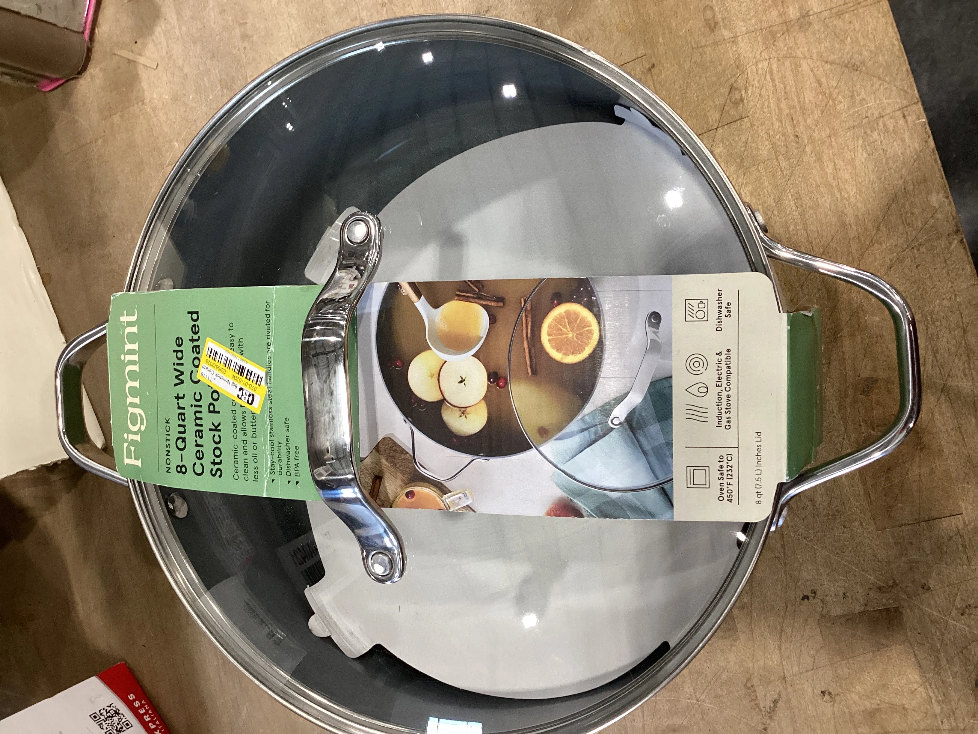 8qt Nonstick Ceramic Coated Aluminum Wide Stock Pot Cream (See Description) - Kaedas