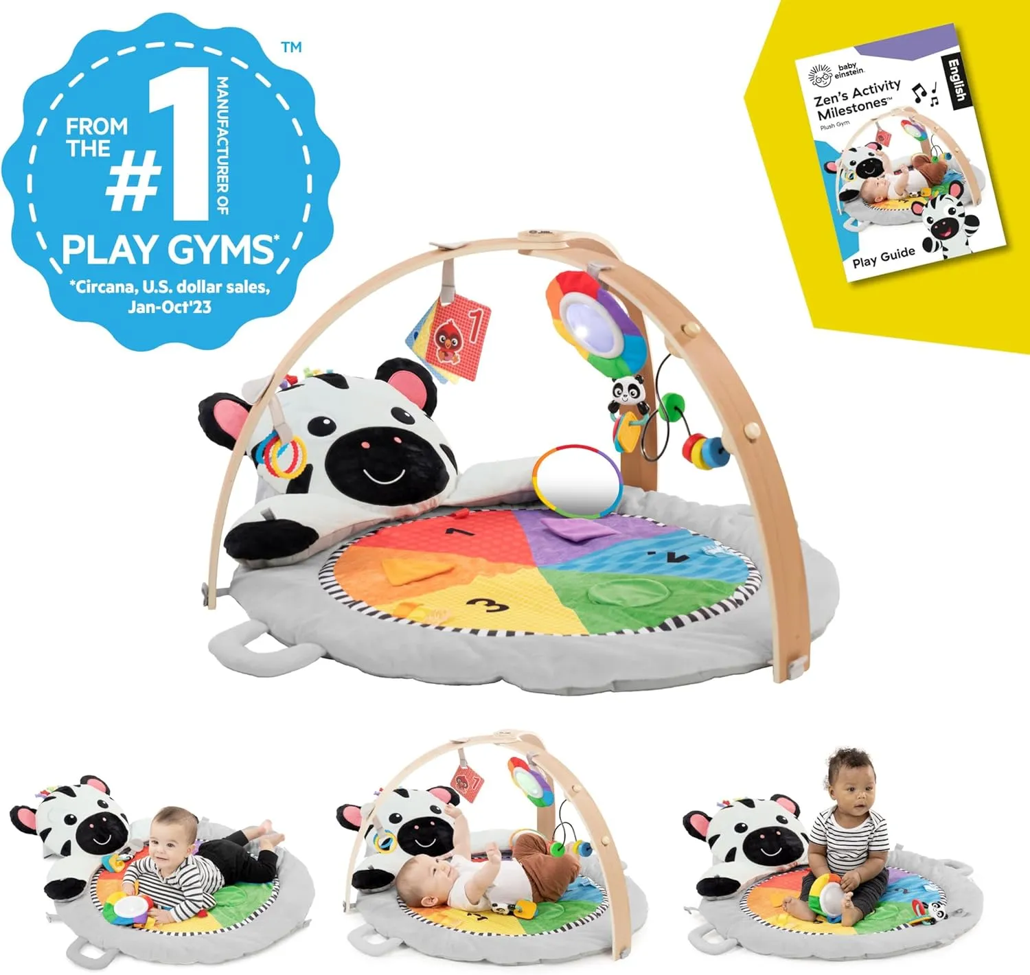 Baby Einstein Zen's Activity Milestones Plush Gym with Wooden Bar - Kaedas
