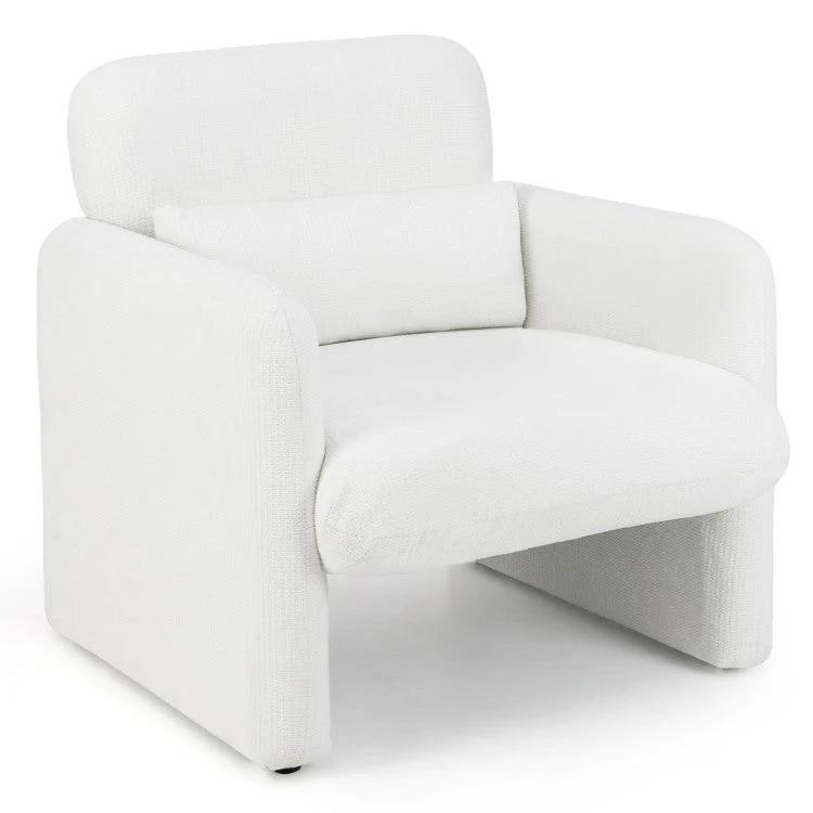 Modern Upholstered Chenille Accent Chair With Removable Lumbar Pillow-White - Kaedas