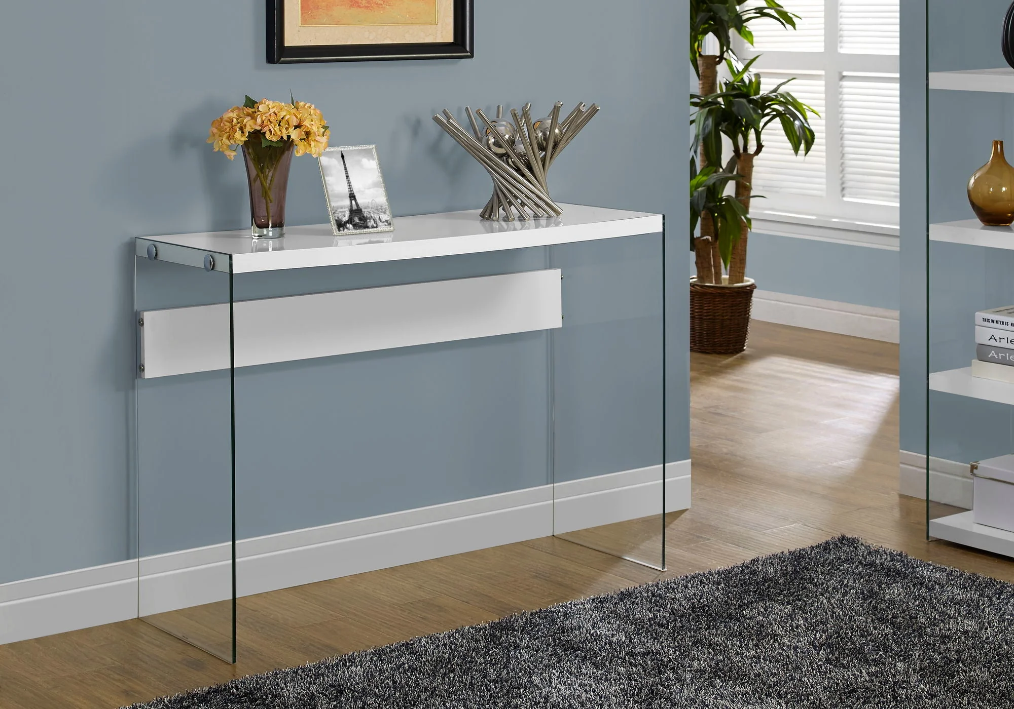 Accent Console Table for Entryway, Glossy Spacious Surface - Kaedas