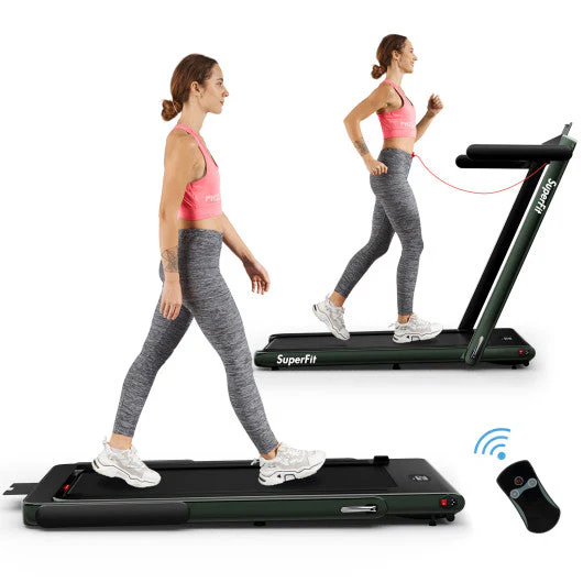2.25HP 2 in 1 Folding Treadmill With APP Speaker Remote Control-Green - Kaedas