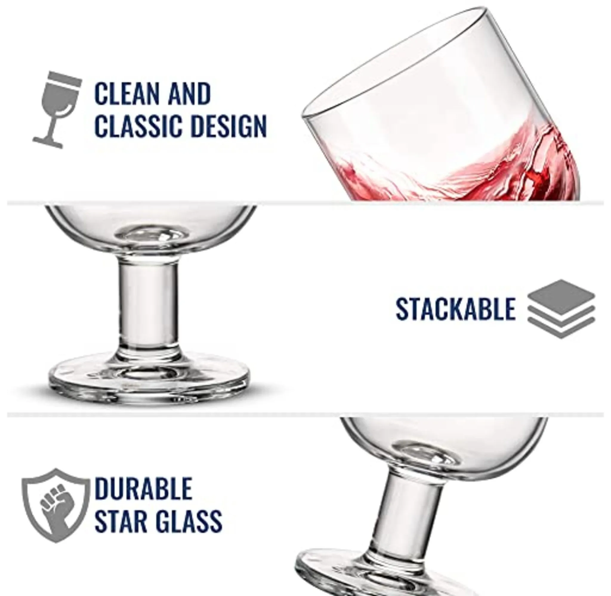 Stackable Dessert Cups - Set of 6 - 8 Oz. Glass Bowls - Kaedas