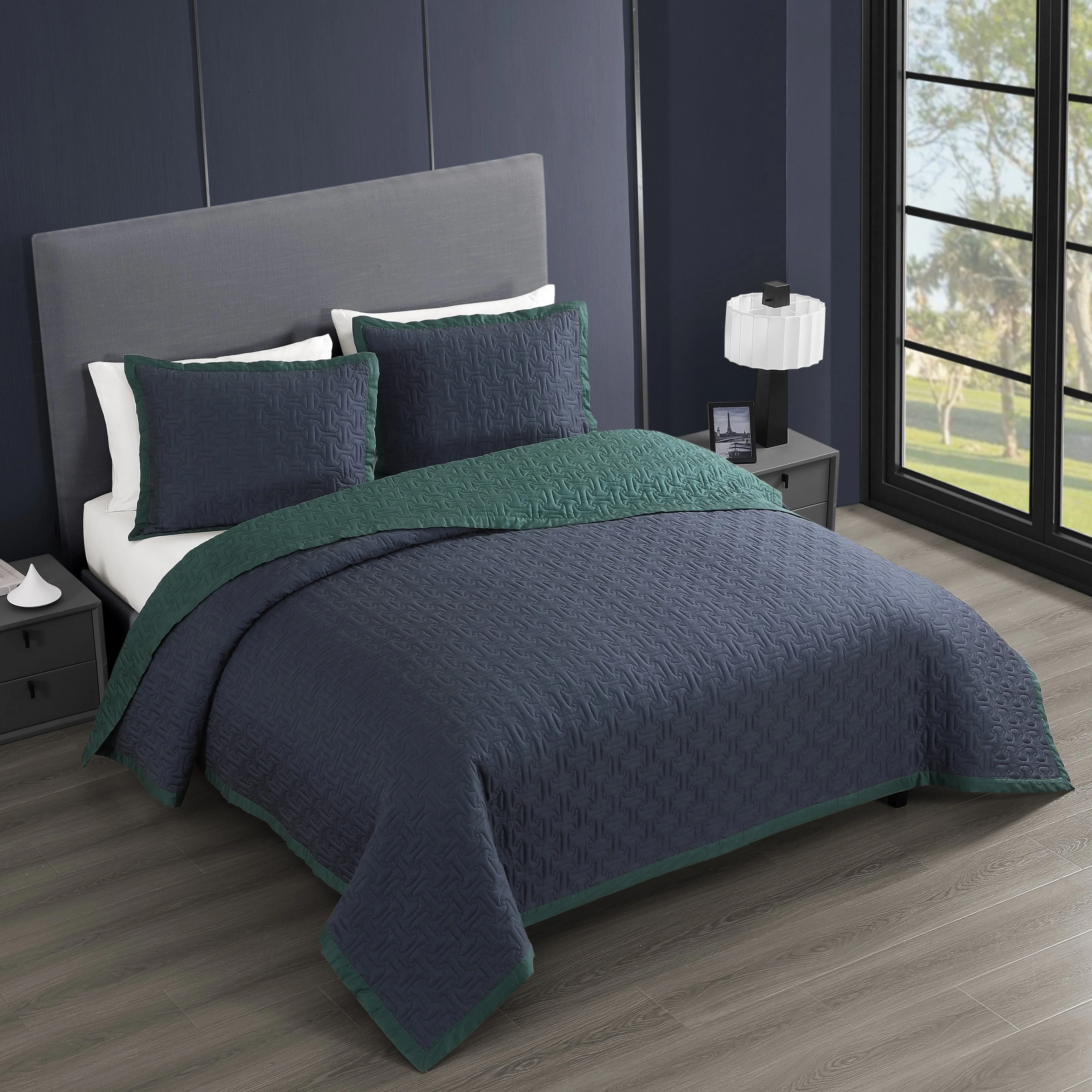 Bebejan 3 Piece Textured Quilted Coverlet Set - Kaedas