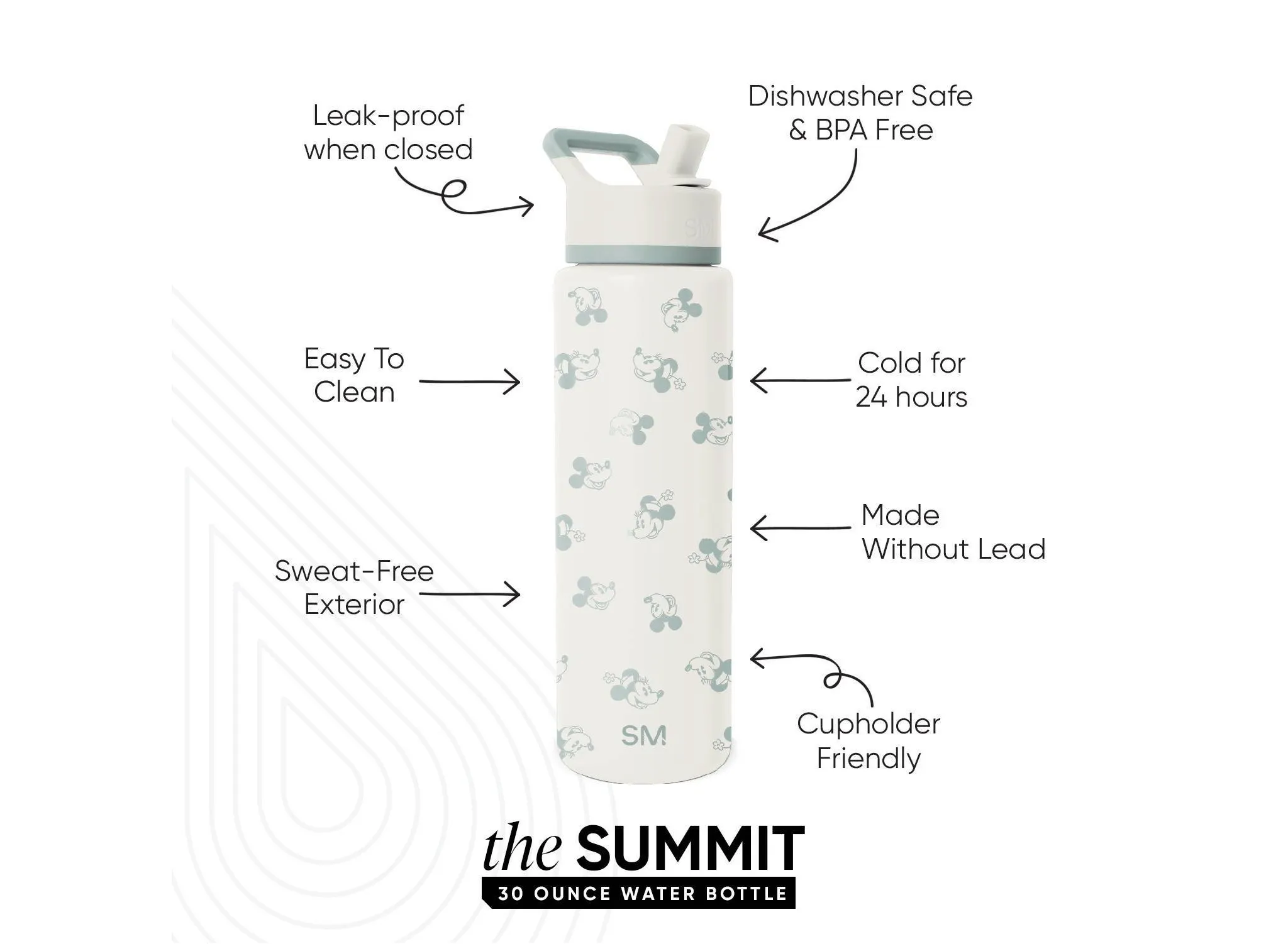 30oz Summit Mickey Mouse Water Bottle Cream - Kaedas