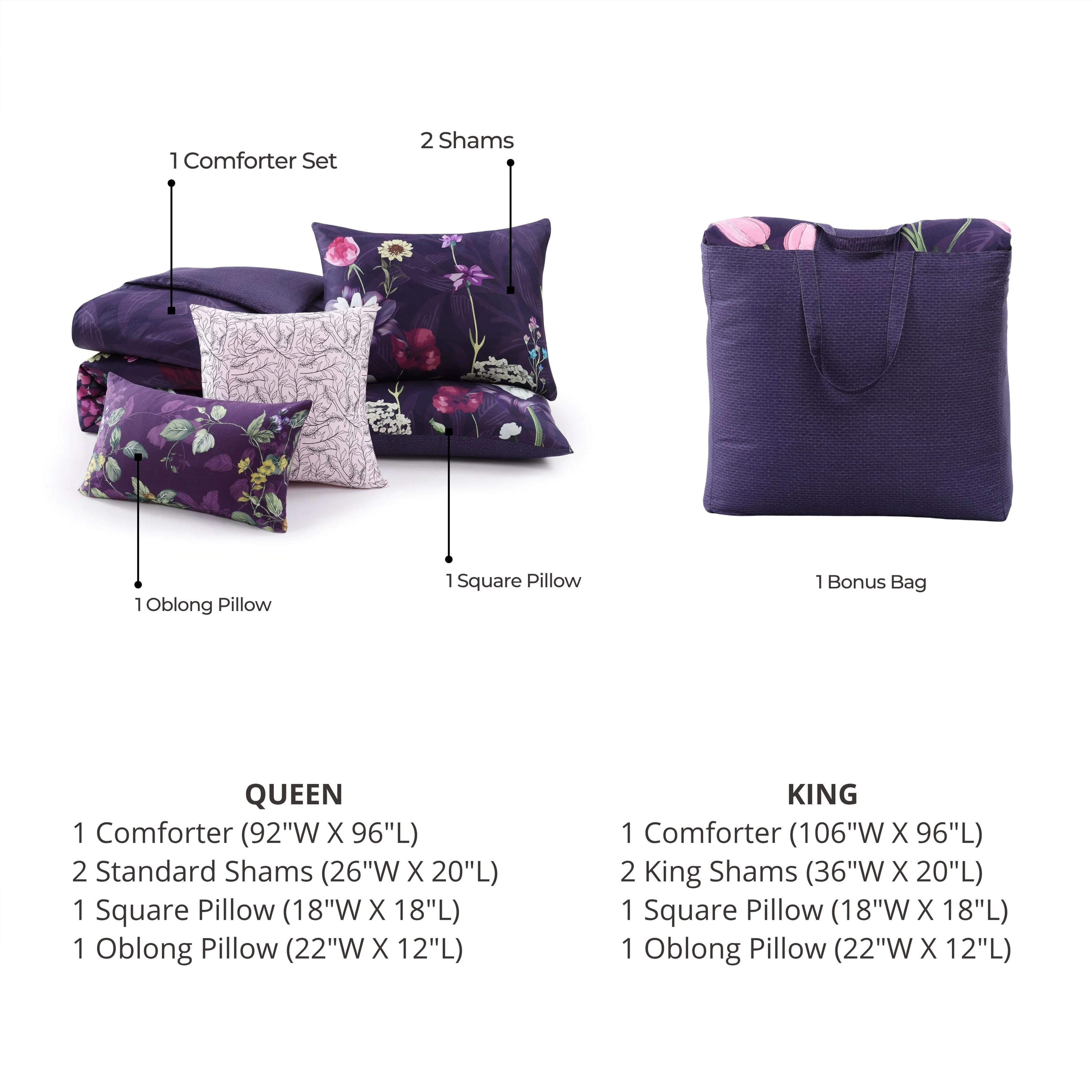 Bebejan Morning Glory 5 Piece Reversible Comforter Set - Kaedas