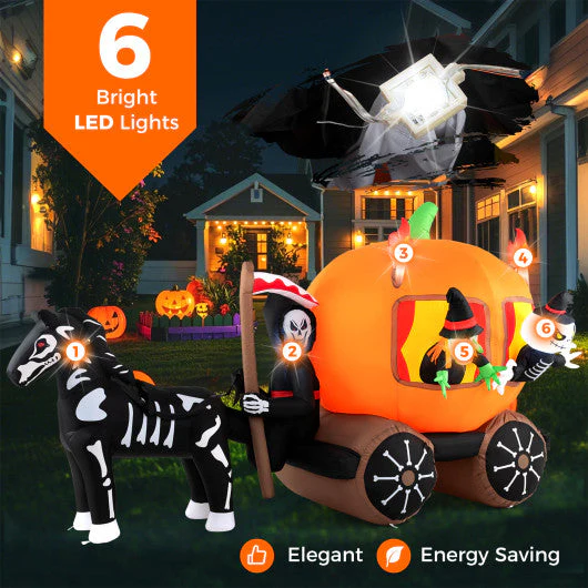 10.2 Feet Long Halloween Inflatable Carriage With Pumpkin and 2 Ghosts - Kaedas