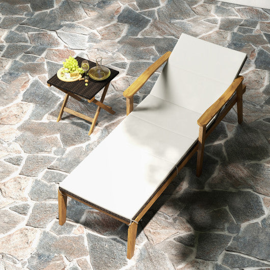 2 Piece Outdoor Chaise Lounge Chair Set Rattan Patio Chaise With Armrests - Kaedas