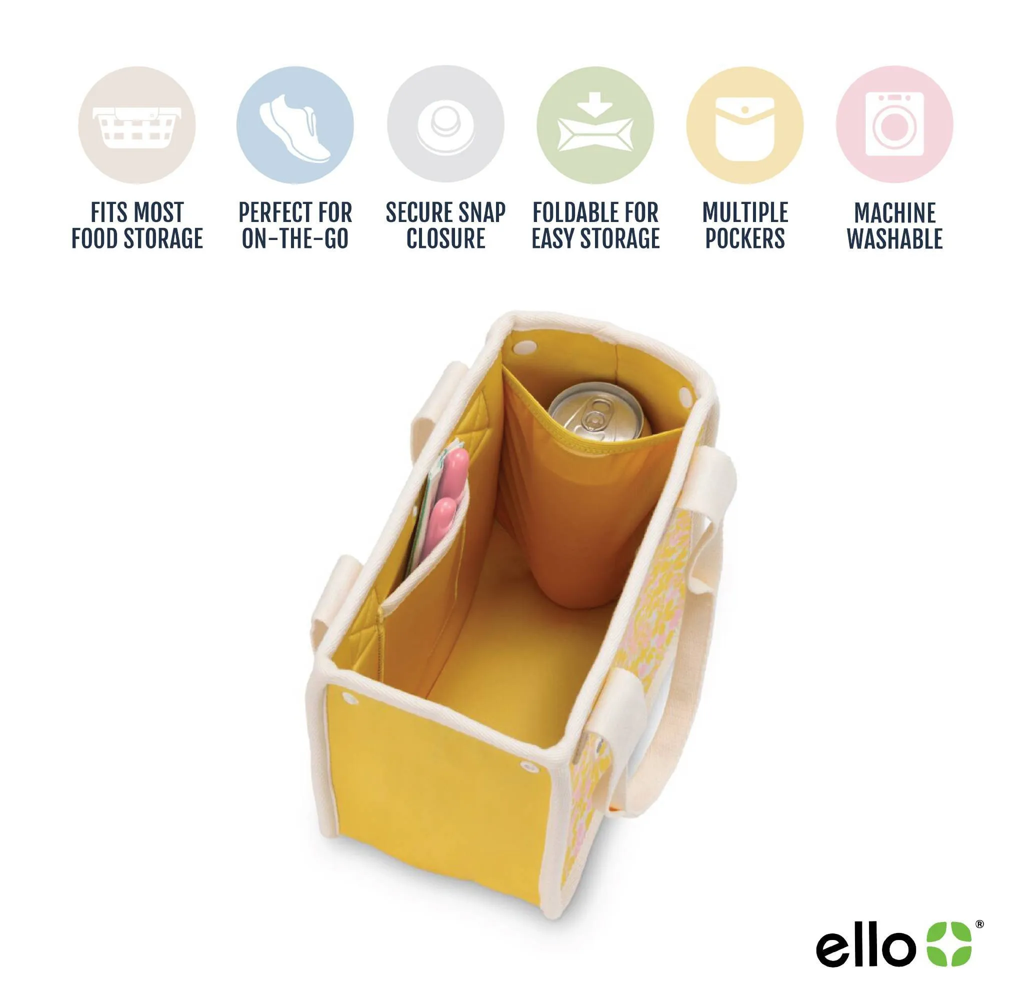 Lunch Bag Food Storage Container Yellow Flowers - Kaedas