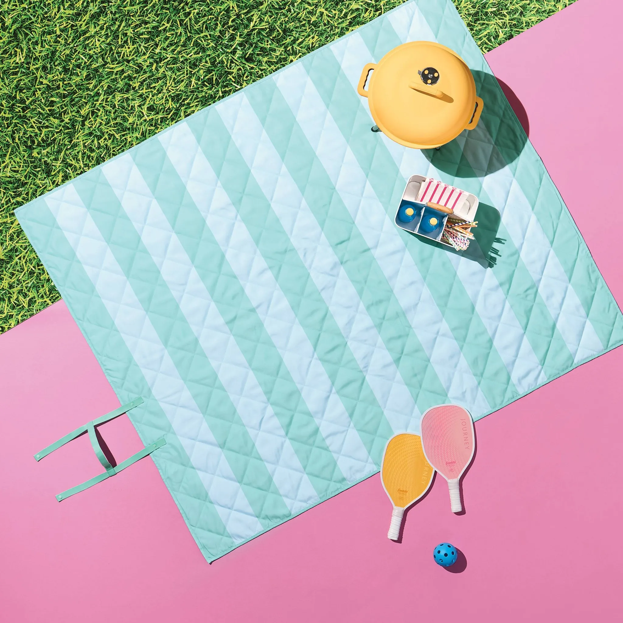 Mint Striped Picnic Blanket - Kaedas