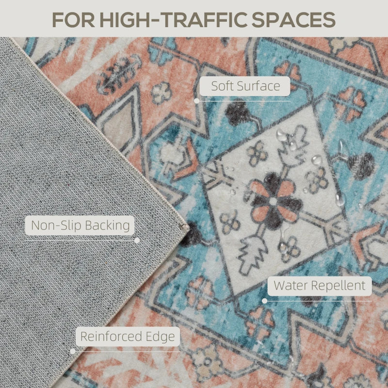 5x7 Area Rug, Vintage Machine Washable Rug - Brown and Blue - Kaedas