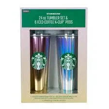 24Oz Starbucks Tumbler Set with Iced Coffee K-Cups - 2-Pack - Kaedas