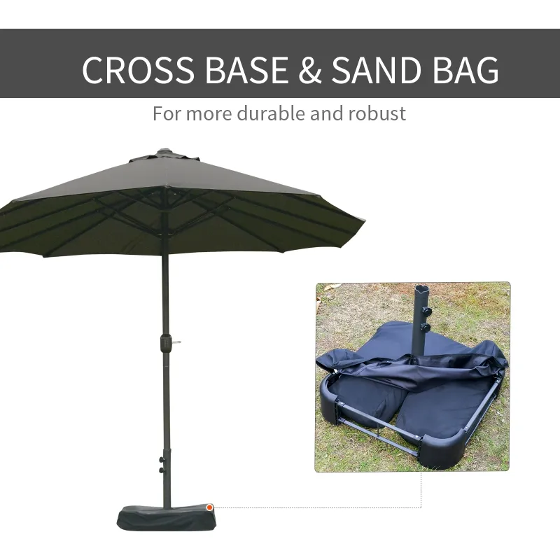 Outsunny Patio Umbrella 15' Steel Rectangular - Dark Gray - Kaedas