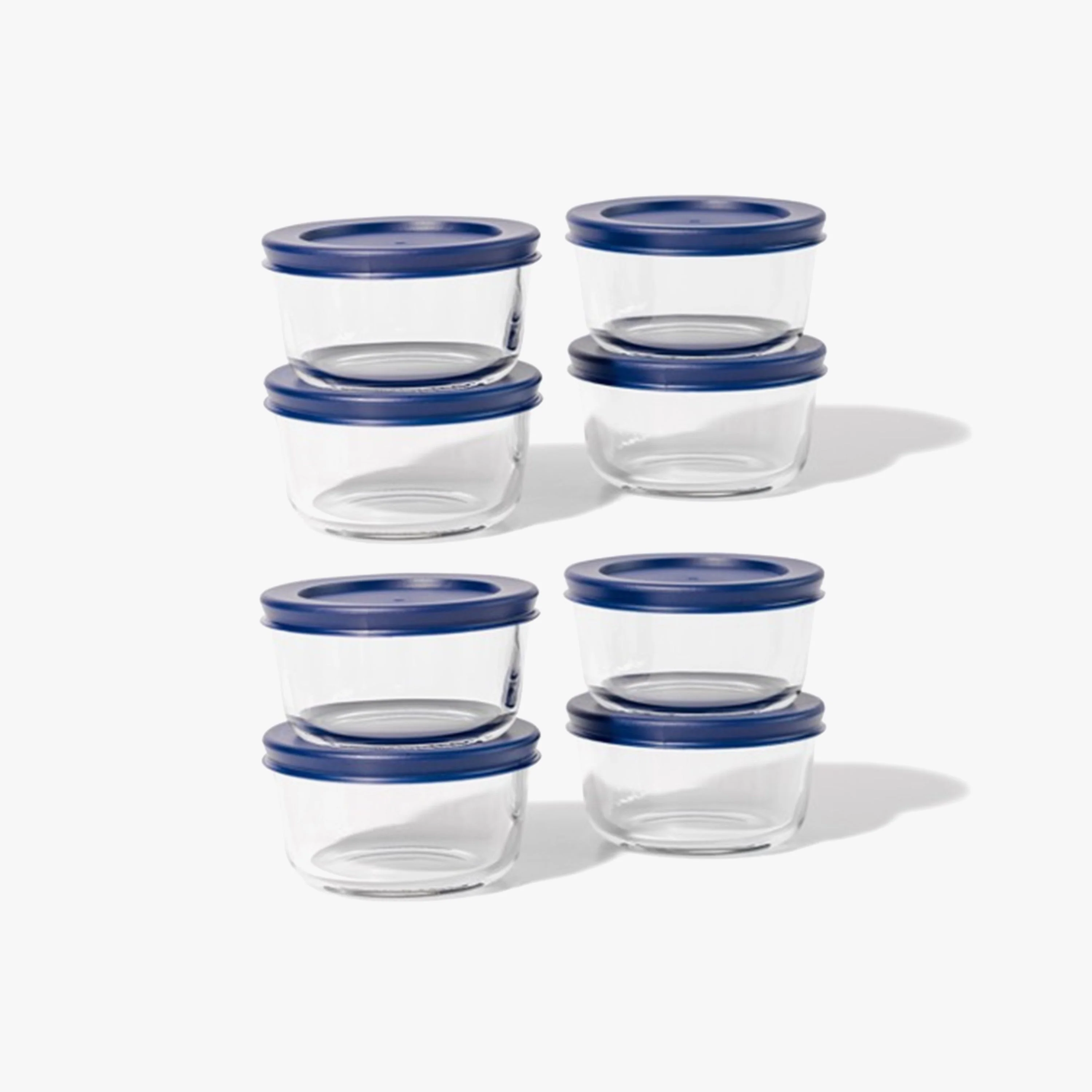 Glass Food Storage Containers - 16 Piece 7oz Set (8 Containers + 8 Lids), Blue - Kaedas