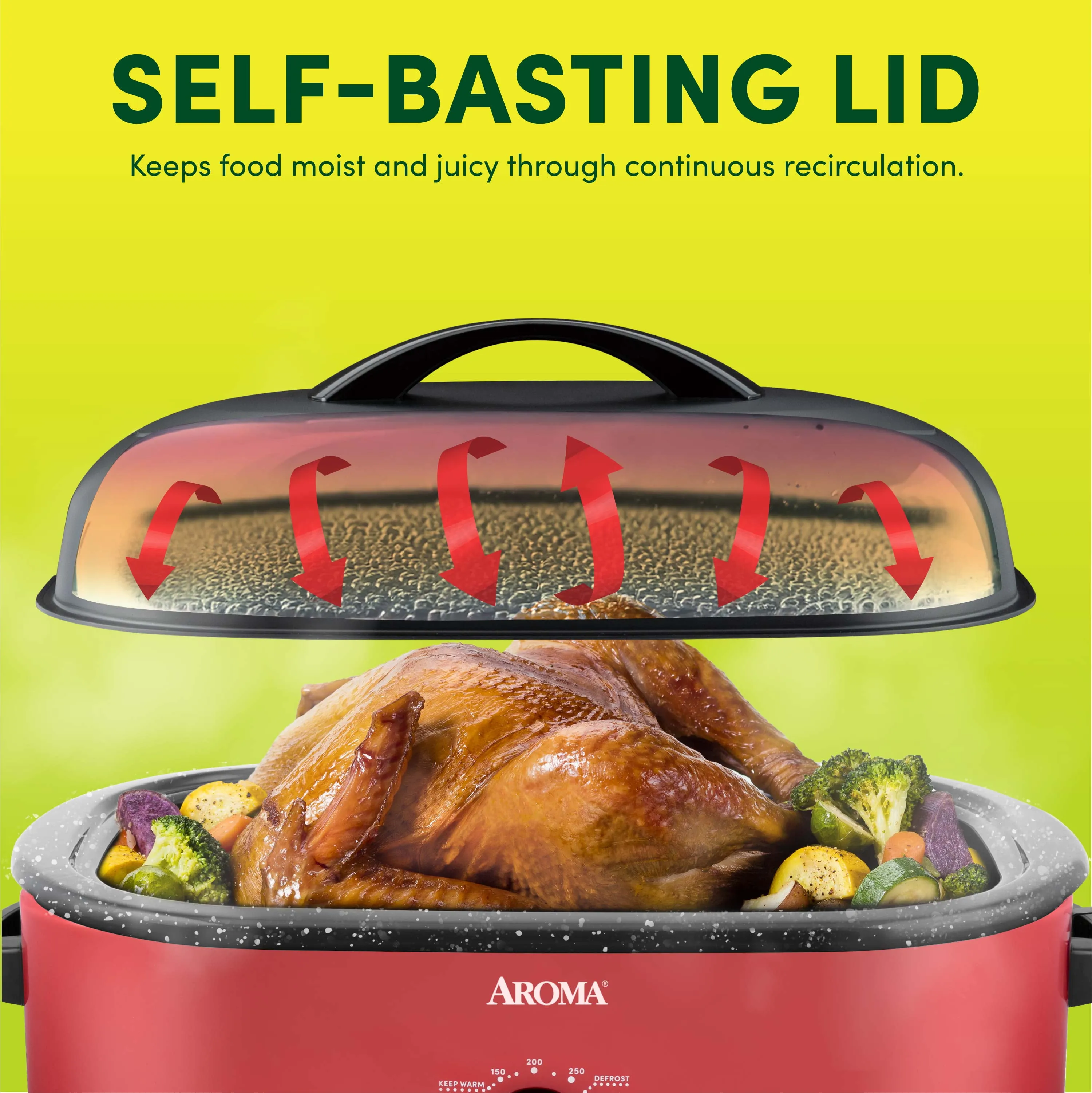 Aroma® 18Qt Electric Roaster Oven with High Dome Lid and Bonded Granite Enamel Pot - Kaedas